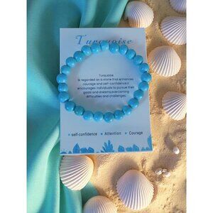 Turquoise Bead Bracelet Stretch Unisex Self-Confidence Courage Healing Gemstone